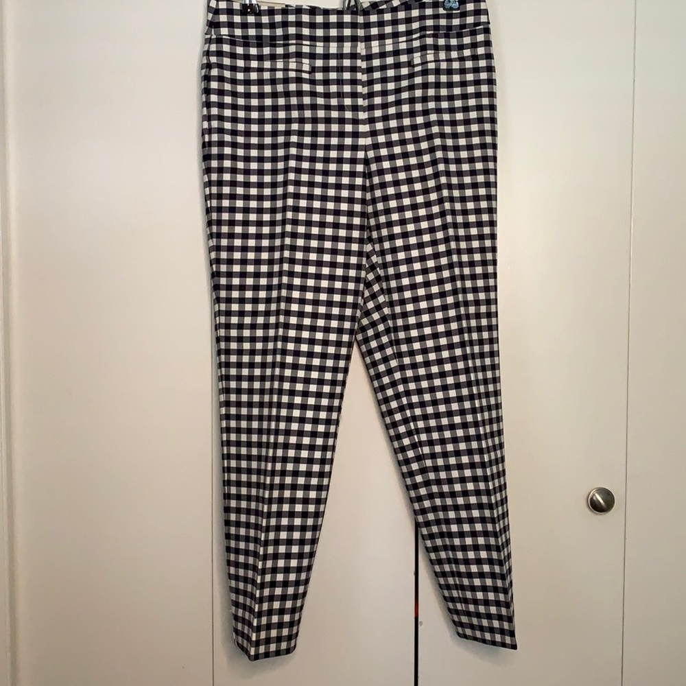 Ann Taylor NWT Kate Cropped Gingham Navy 2